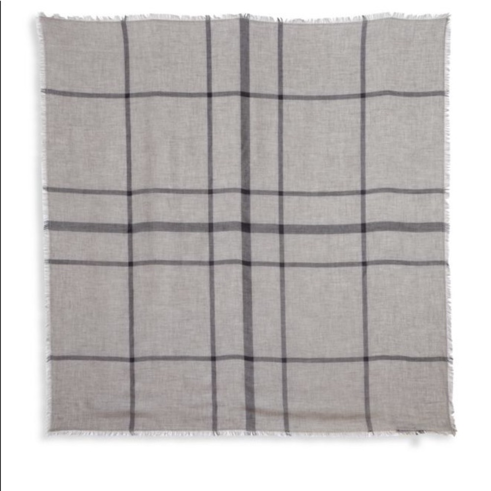 Etro Grey & Black Big Check Modal and Wool Scarf